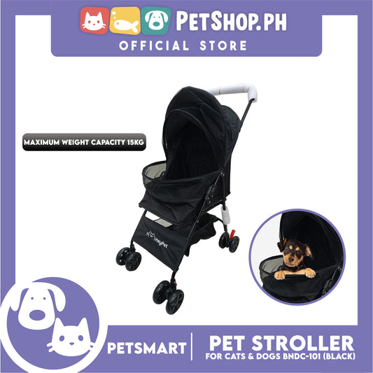 HeyPet Pet Stroller / Carrier Four Wheel Foldable Stroller for Pet Cat &  Dog (Black) BNDC-101
