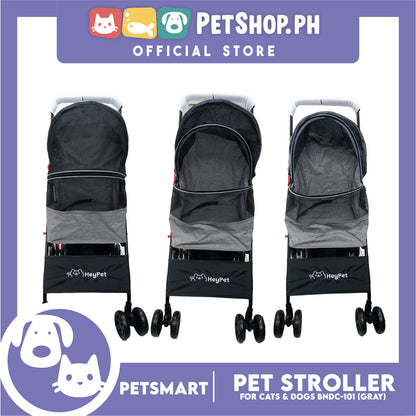 HeyPet Pet Stroller / Carrier Four Wheel Foldable Stroller for Pet Cat & Dog (Gray) BNDC-101