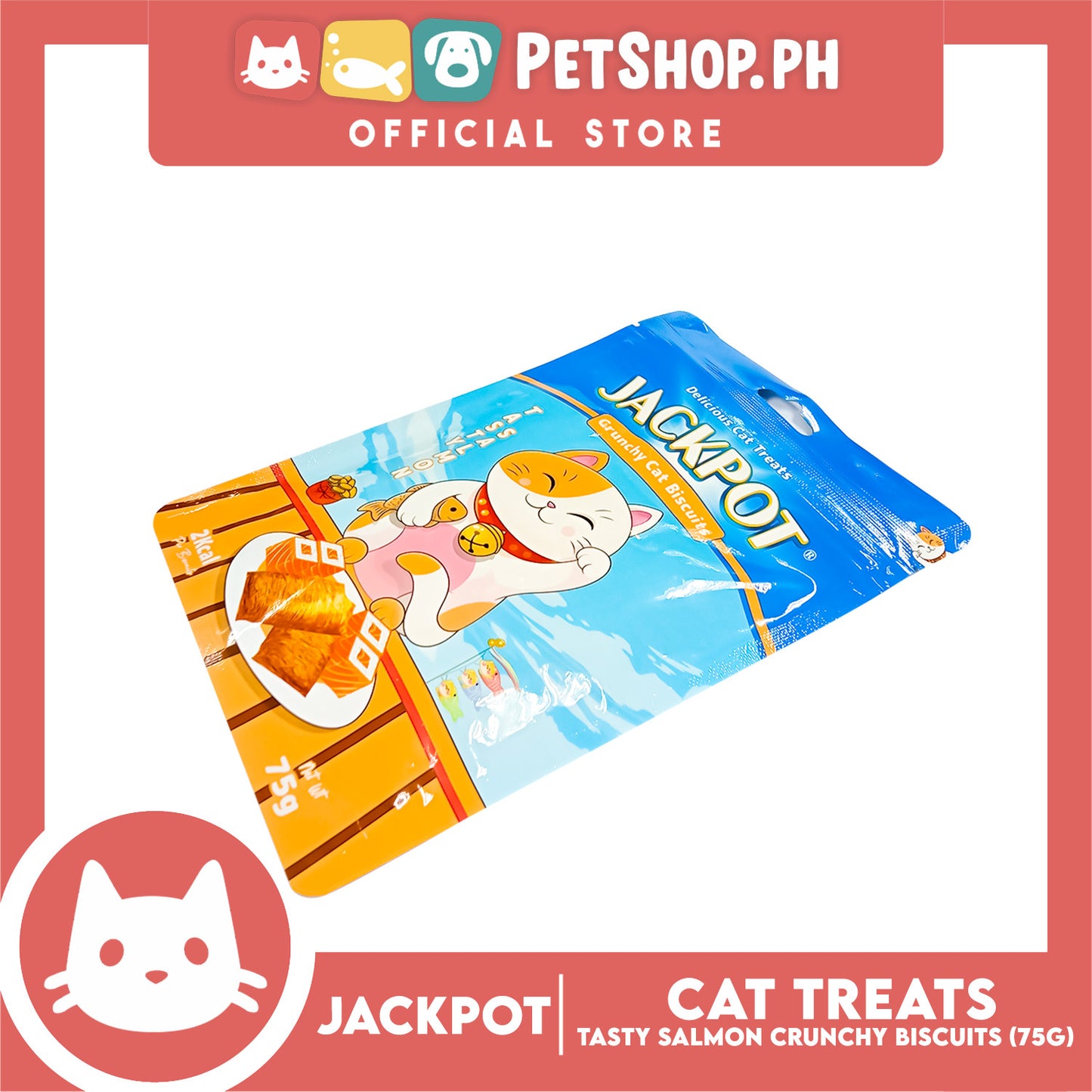 Jackpot Tasty Salmon Crunchy Cat Biscuits Delicious Cat Treats 75g