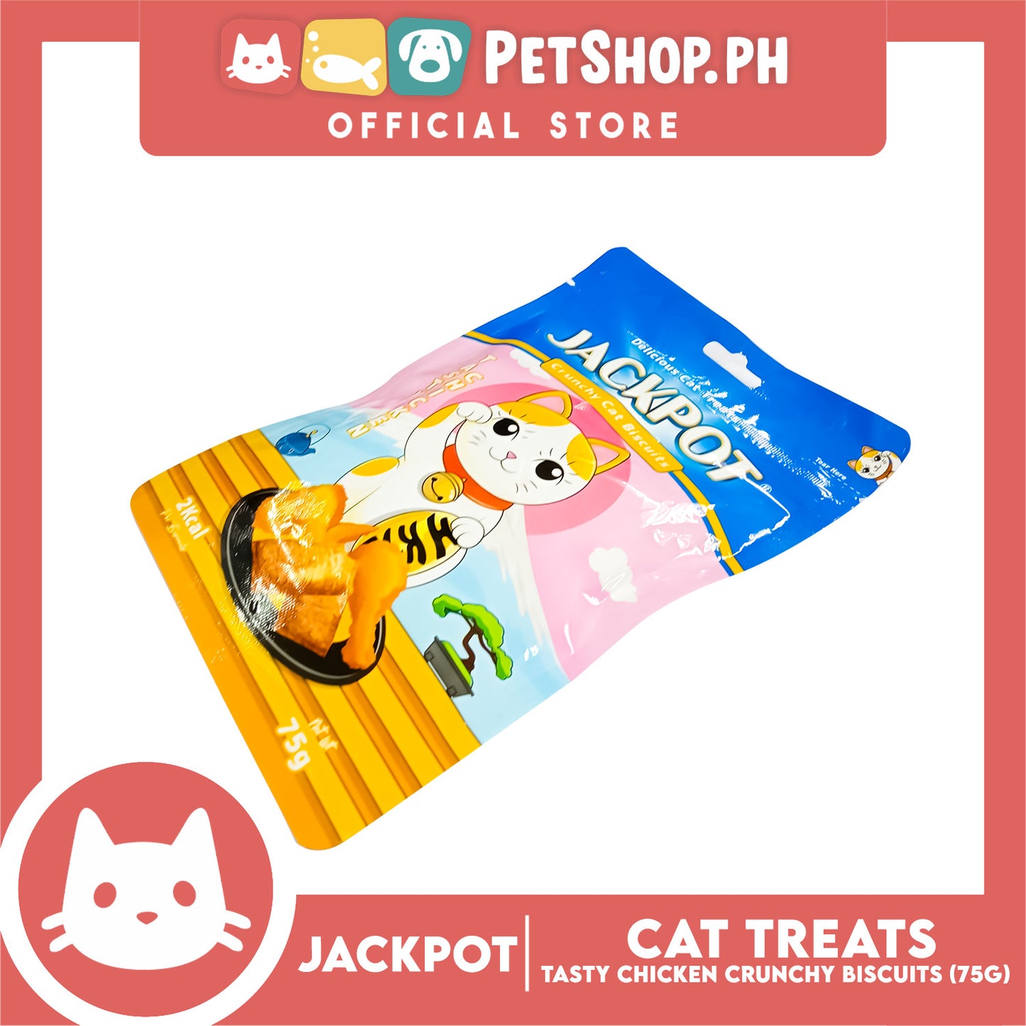 Jackpot Tasty Chicken Crunchy Cat Biscuits Delicious Cat Treats 75g