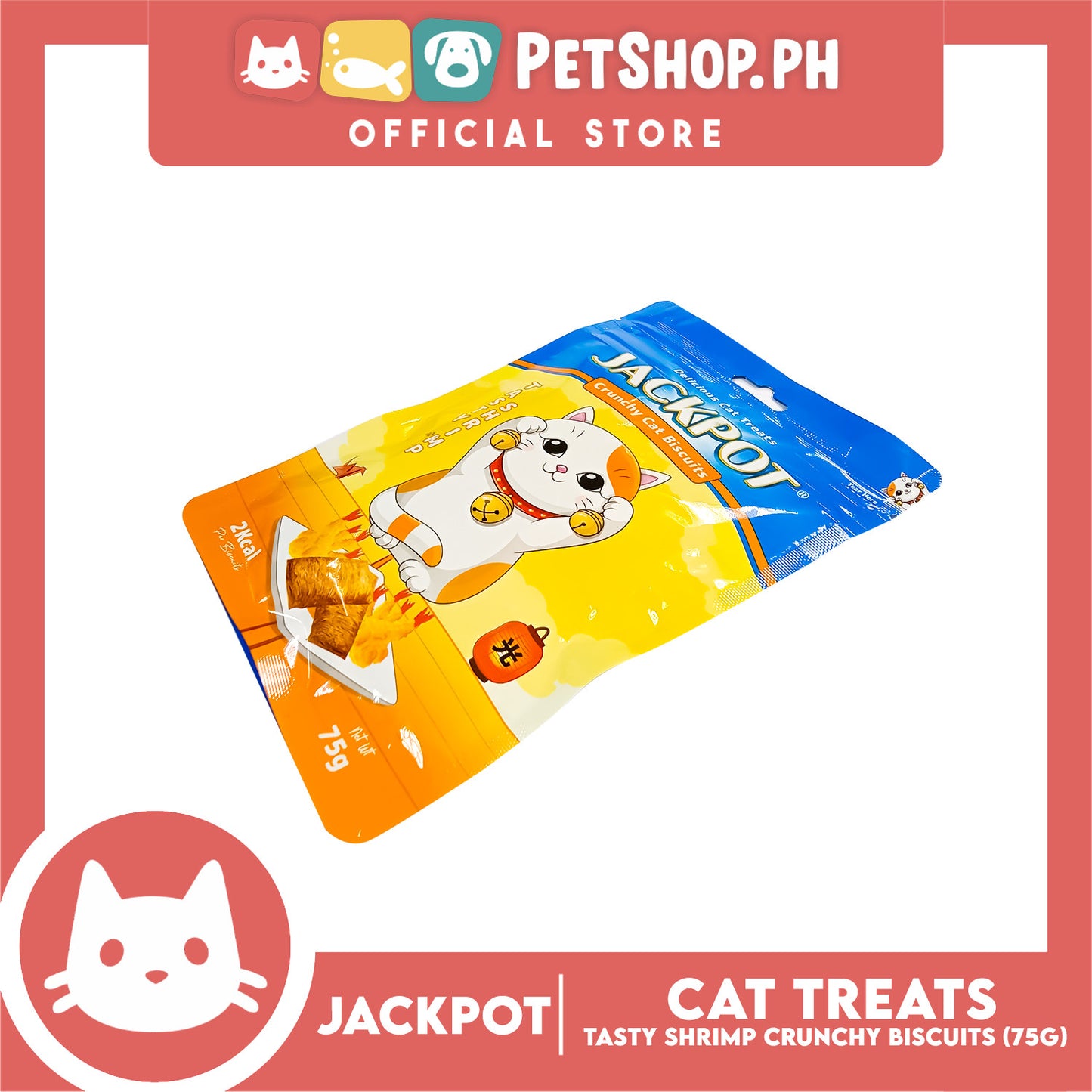 Jackpot Tasty Shrimp Crunchy Cat Biscuits Delicious Cat Treats 75g