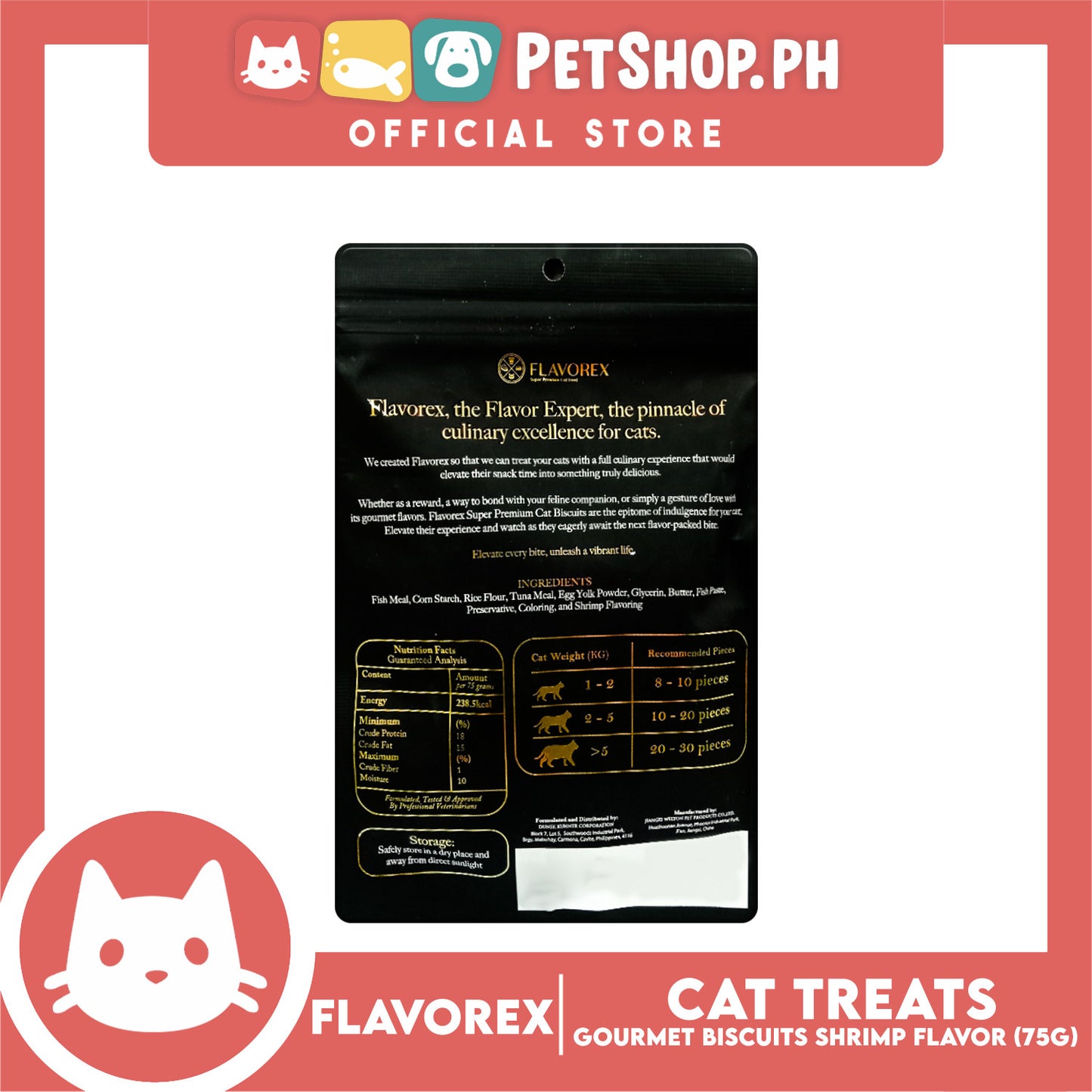 Flavorex Gourmet Biscuit (Shrimp Flavor) Cat Treats 75g