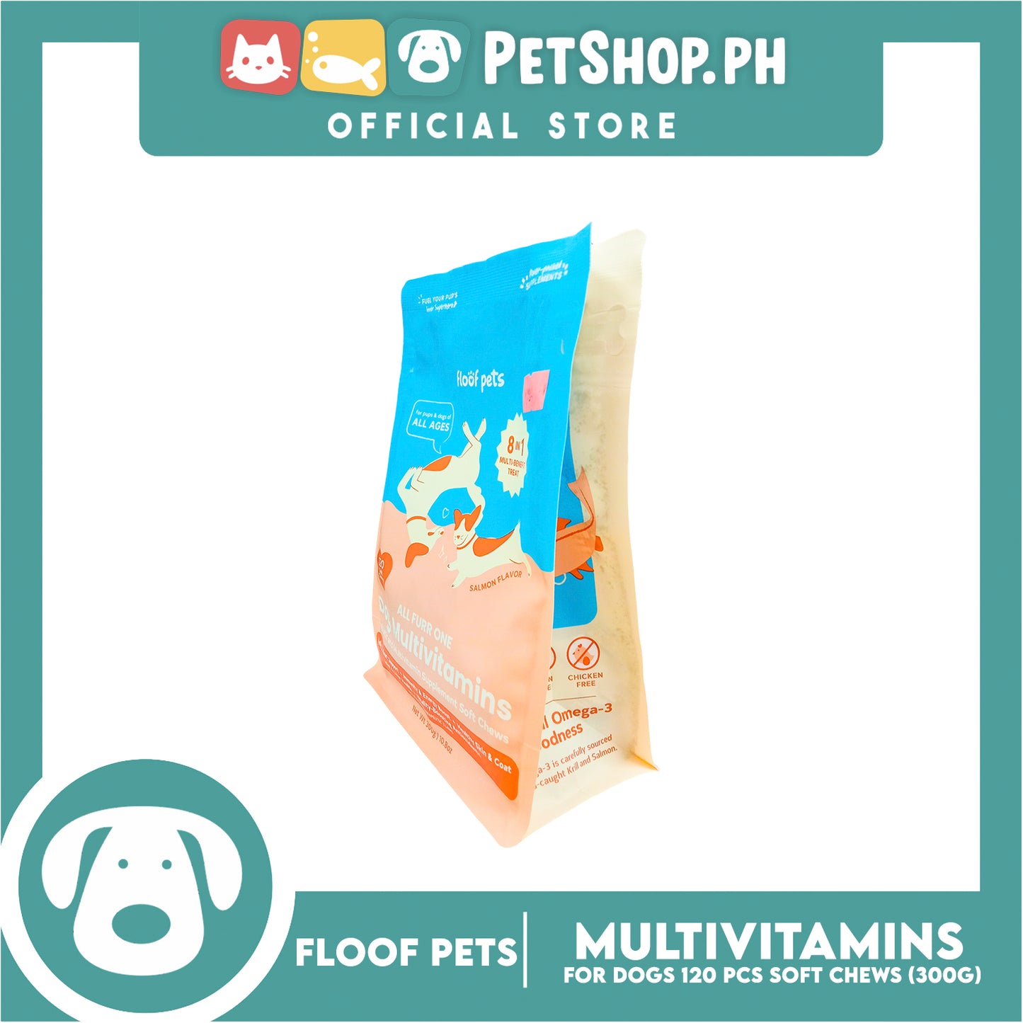 Floof Pets Dog Multivitamins All Furr One 8-in-1 Multi-Benefit Treat for All Ages 300g