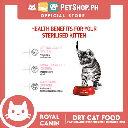 Royal Canin Kitten Sterilised 6 to 12 Months (2kg) Dry Cat Food - Feline Health Nutrition