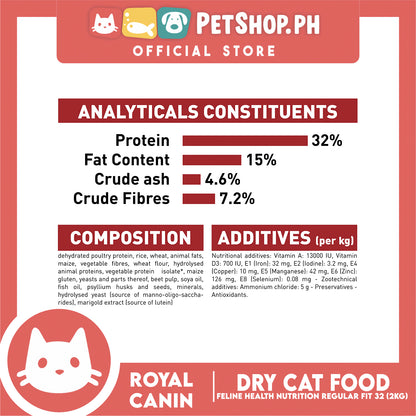 Royal Canin Fit 32 (2kg) Adult Dry Cat Food - Feline Health Nutrition