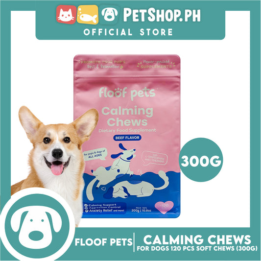 Floof Pets Calming Chews Dietary Food Supplement (Beef Flavor) for All Ages 300g 10.8 oz