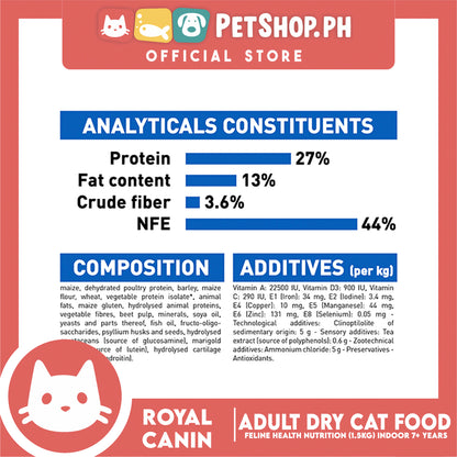 Royal Canin Indoor 7+ (1.5kg) Adult Dry Cat Food - Feline Health Nutrition