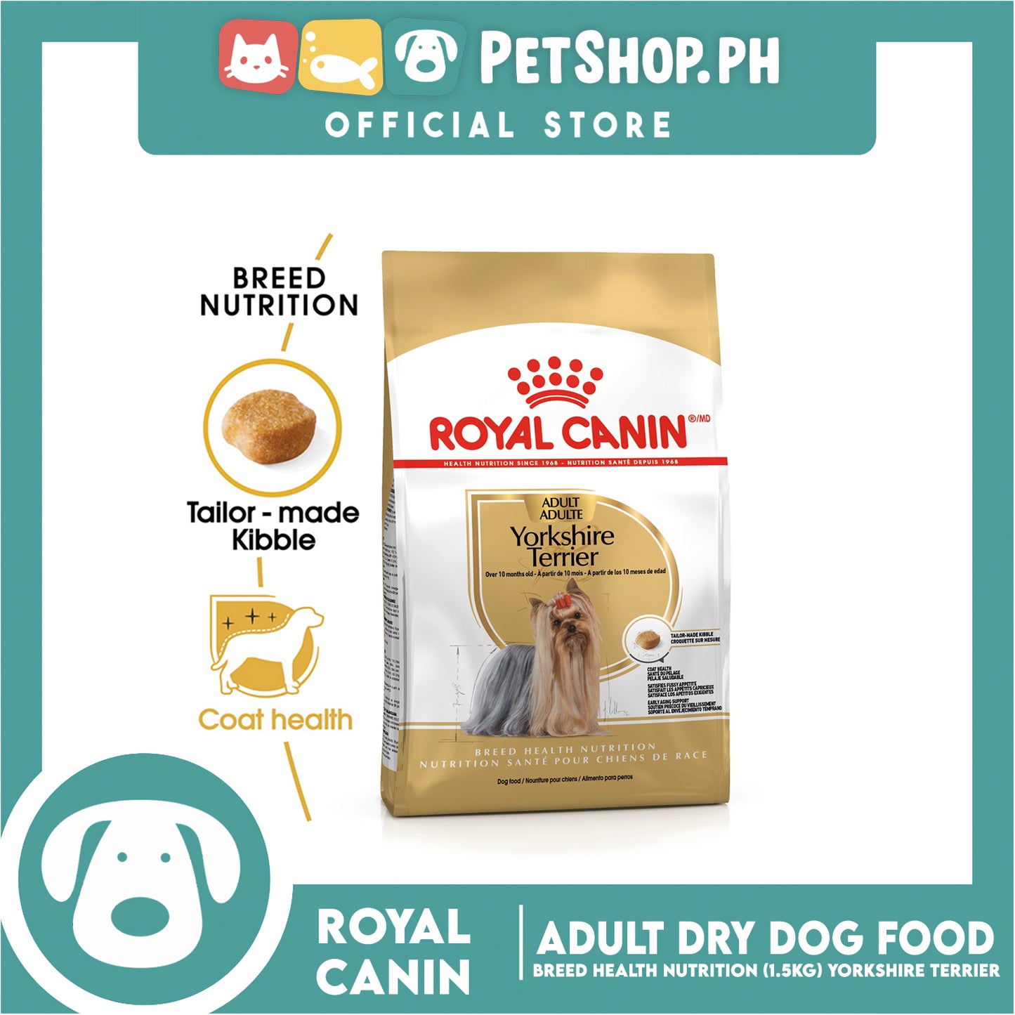 Royal Canin Yorkshire Adult (1.5kg) Dry Dog Food - Breed Health Nutrition