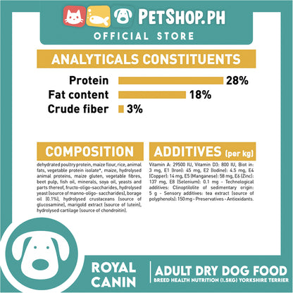 Royal Canin Yorkshire Adult (1.5kg) Dry Dog Food - Breed Health Nutrition