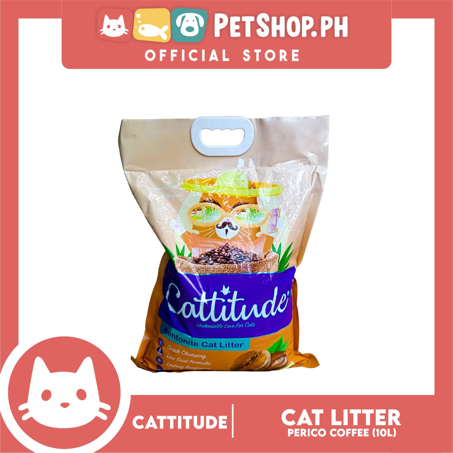 Cattitude Bentonite Cat Litter (Perico Coffee) Quick Clumping 10 Liters