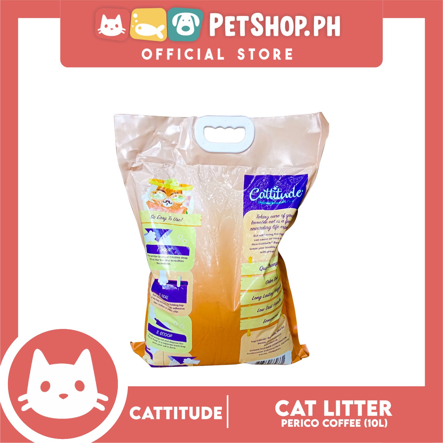 Cattitude Bentonite Cat Litter (Perico Coffee) Quick Clumping 10 Liters