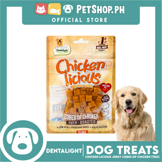 Dentalight Chicken Licious Premium Jerky  (Cubes of Chicken) Oven-roasted 70grams