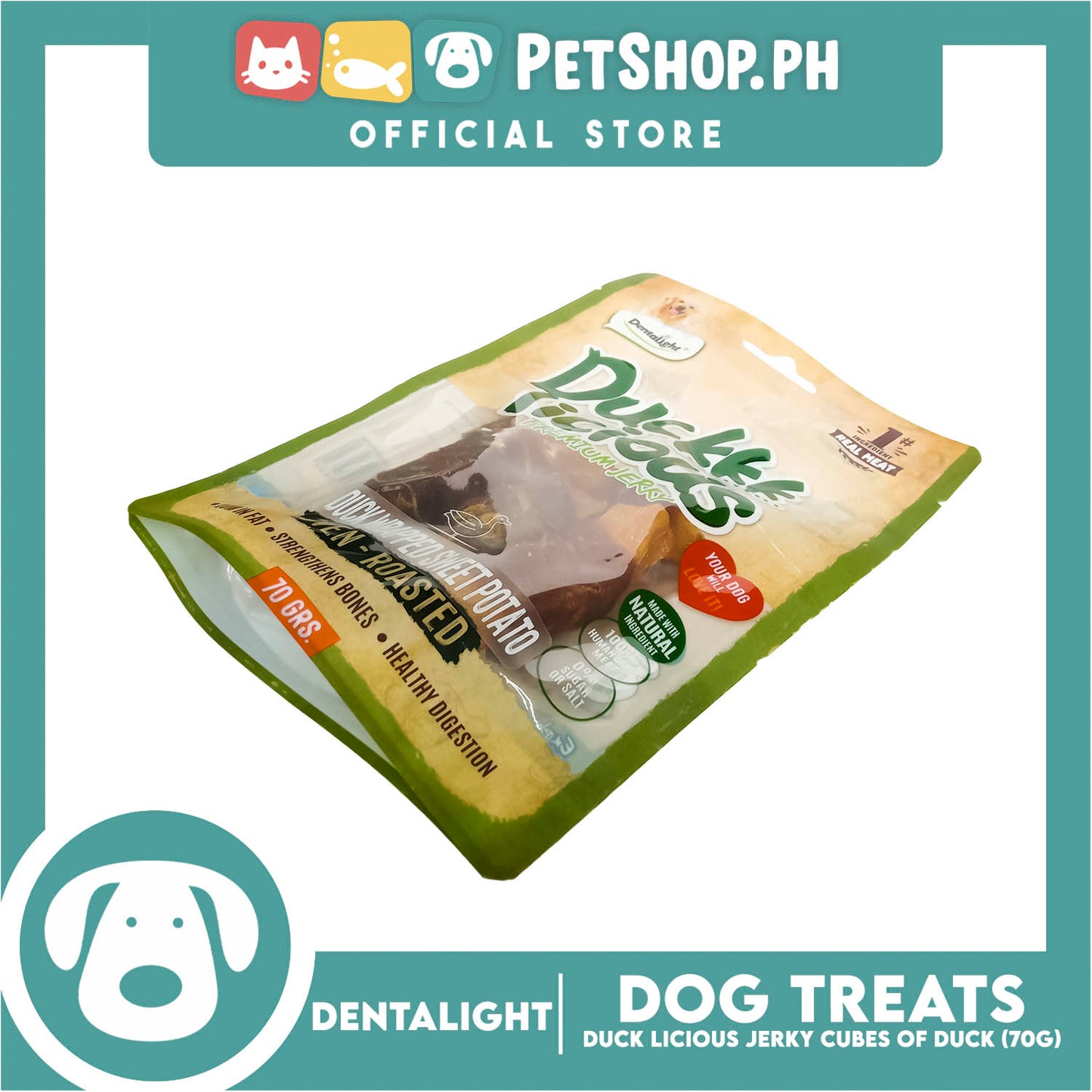 Dentalight Duckkk Licious Premium Jerky  (Duck Wrapped Sweet Potato) Oven-roasted 70grams