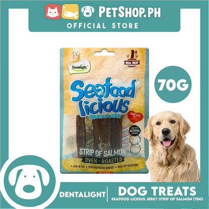 Dentalight Seafood Licious Premium Jerky  (Strip of Salmon) Oven-roasted 70grams