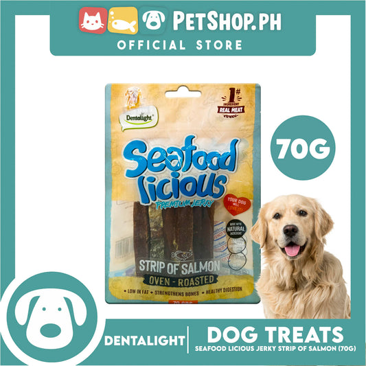 Dentalight Seafood Licious Premium Jerky  (Strip of Salmon) Oven-roasted 70grams