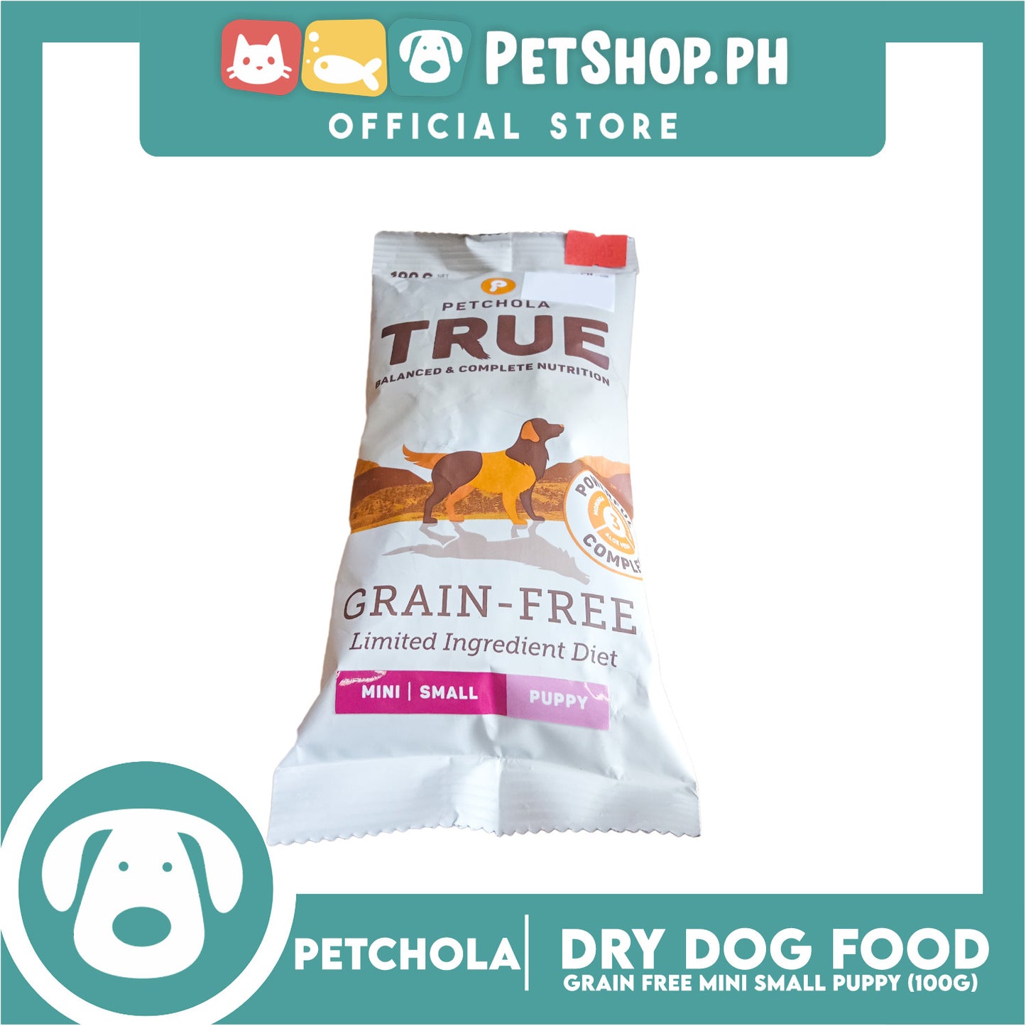 Petchola True Grain Free Dry Dog Food Mini / Small Puppy 100g