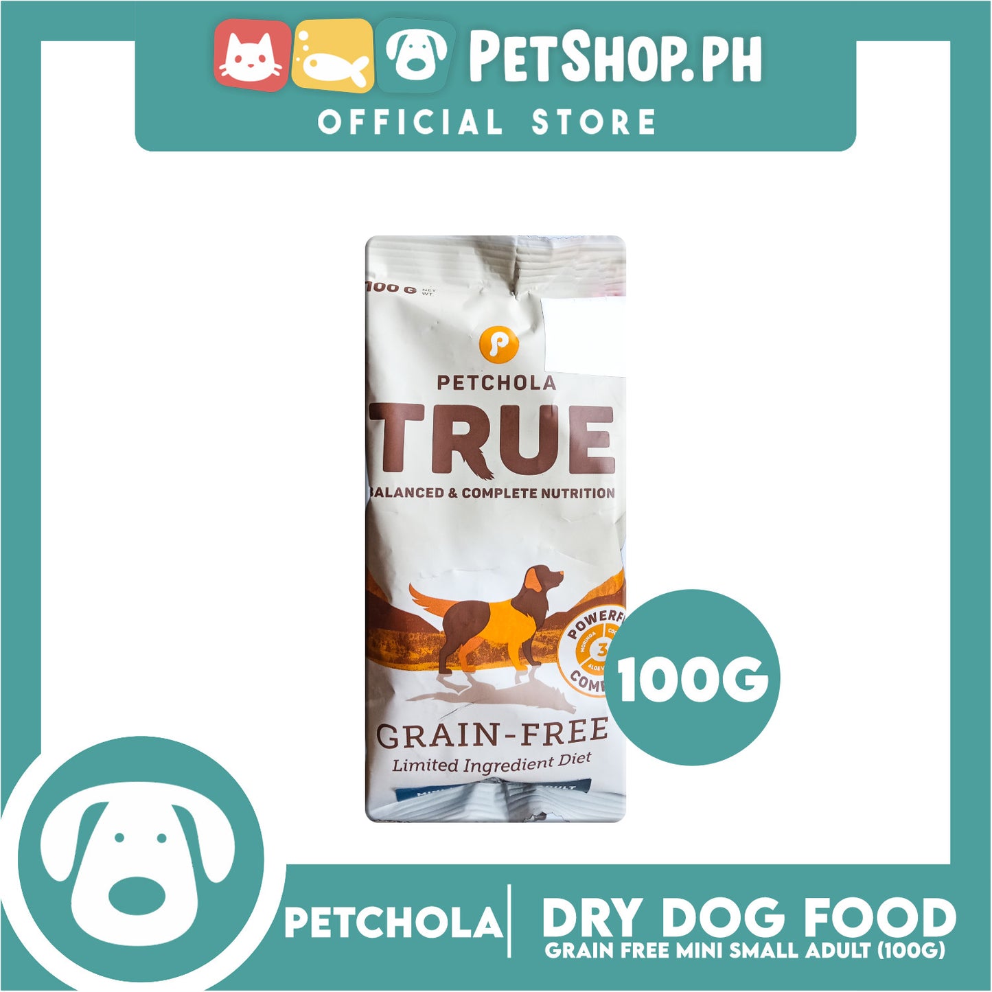 Petchola True Grain Free Dry Dog Food Mini / Small Adult 100g