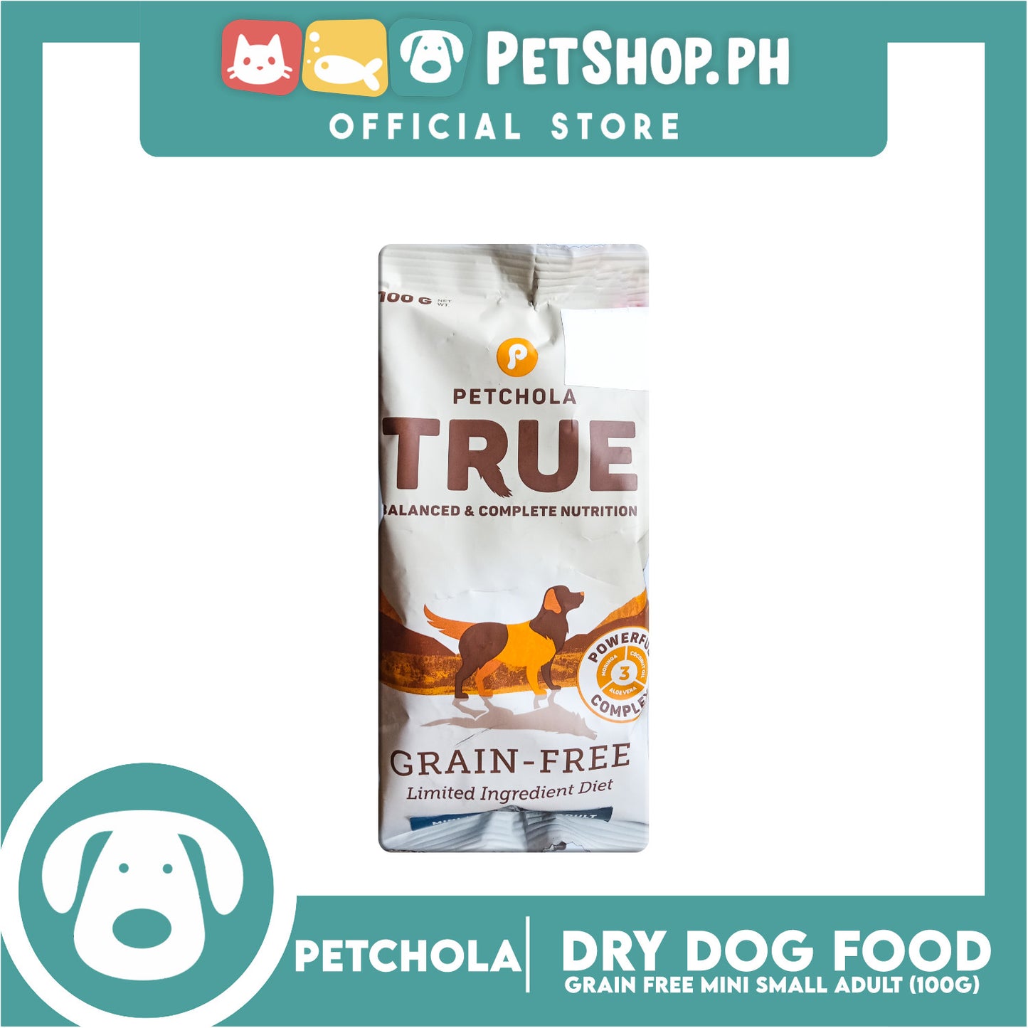 Petchola True Grain Free Dry Dog Food Mini / Small Adult 100g