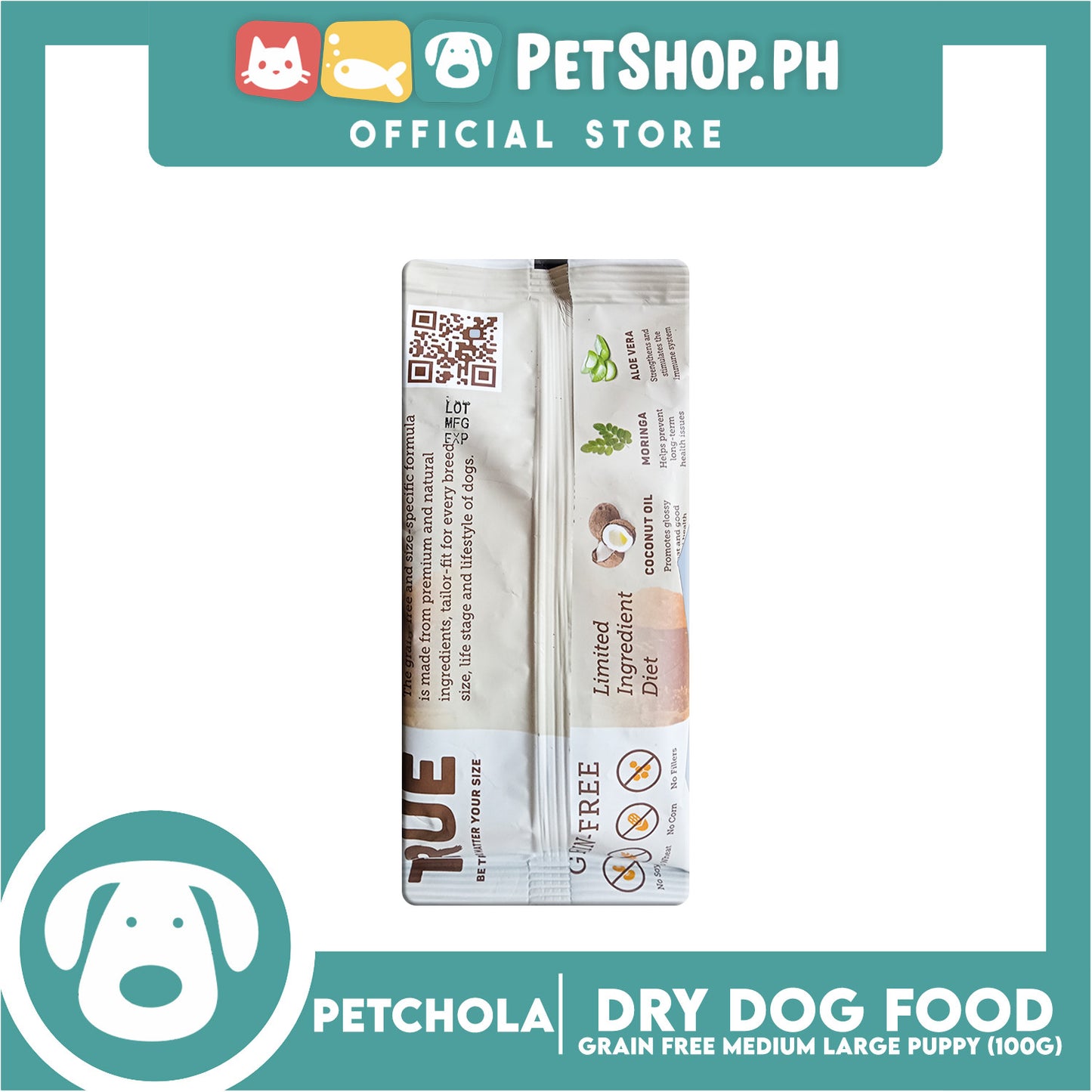 Petchola True Grain Free Dry Dog Food Medium / Large Puppy 100g