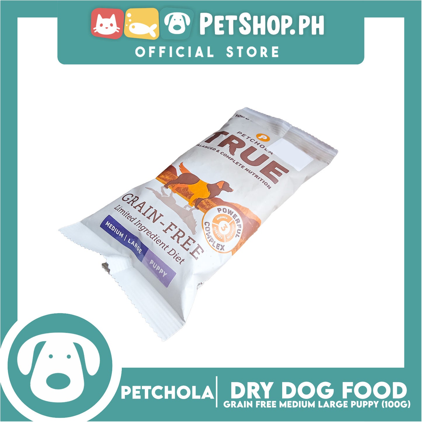Petchola True Grain Free Dry Dog Food Medium / Large Puppy 100g