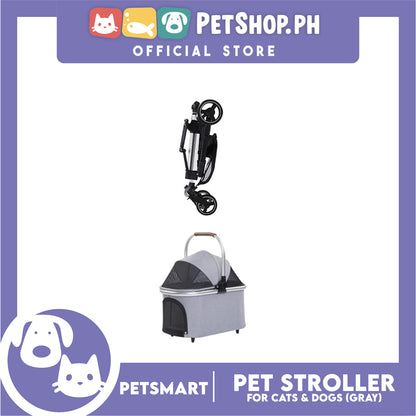 Pet Stroller / Carrier Four Wheel Foldable Stroller for Pet Cat and  Dog (Light Gray) PC700