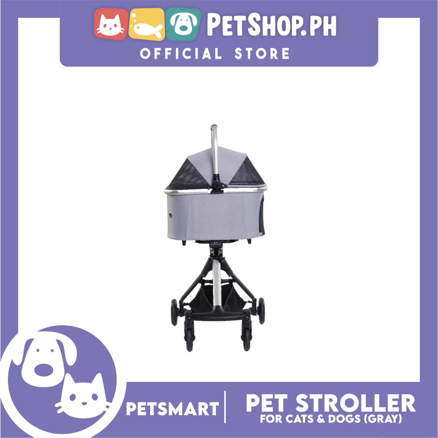 Pet Stroller / Carrier Four Wheel Foldable Stroller for Pet Cat and  Dog (Light Gray) PC700