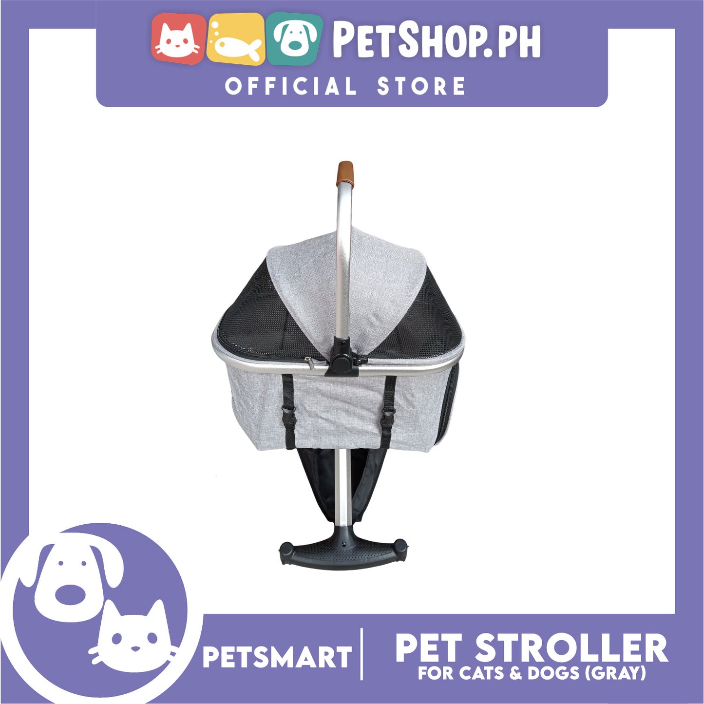 Pet Stroller / Carrier Four Wheel Foldable Stroller for Pet Cat and  Dog (Light Gray) PC700