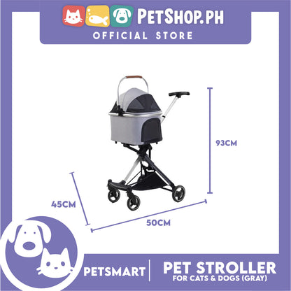 Pet Stroller / Carrier Four Wheel Foldable Stroller for Pet Cat and  Dog (Light Gray) PC700