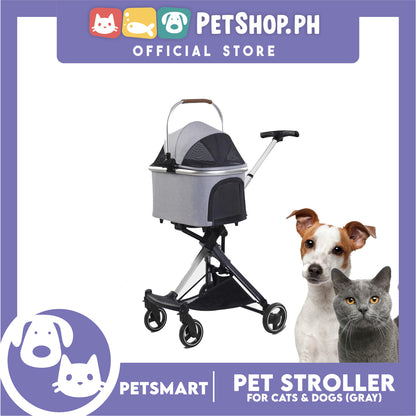 Pet Stroller / Carrier Four Wheel Foldable Stroller for Pet Cat and  Dog (Light Gray) PC700