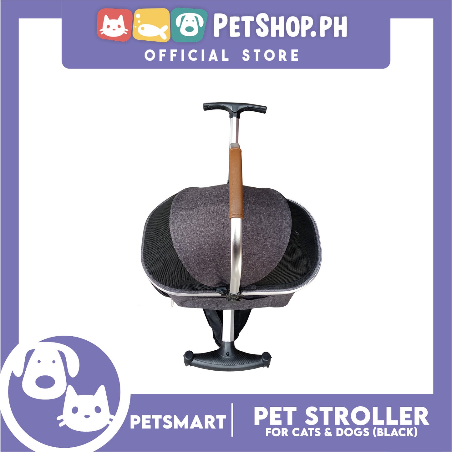 Pet Stroller / Carrier Four Wheel Foldable Stroller for Pet Cat &amp; Dog (Dark Gray) PC700