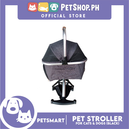 Pet Stroller / Carrier Four Wheel Foldable Stroller for Pet Cat &amp; Dog (Dark Gray) PC700