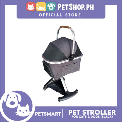 Pet Stroller / Carrier Four Wheel Foldable Stroller for Pet Cat &amp; Dog (Dark Gray) PC700