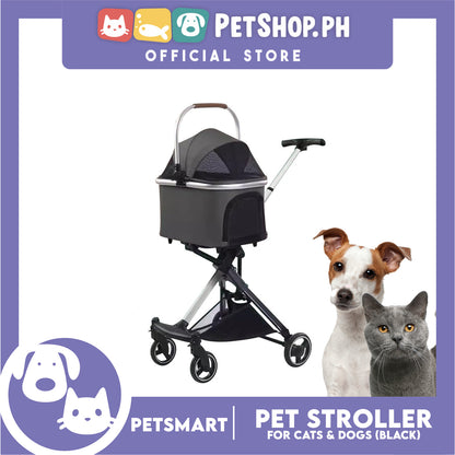 Pet Stroller / Carrier Four Wheel Foldable Stroller for Pet Cat &amp; Dog (Dark Gray) PC700