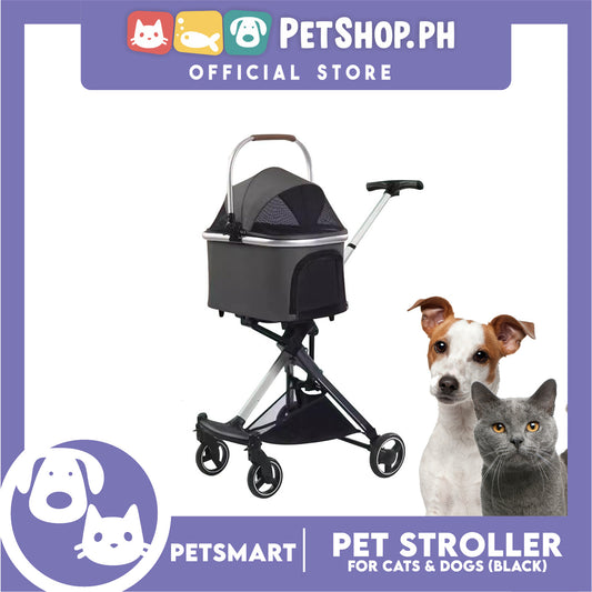Pet Stroller / Carrier Four Wheel Foldable Stroller for Pet Cat &amp; Dog (Dark Gray) PC700