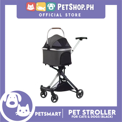 Pet Stroller / Carrier Four Wheel Foldable Stroller for Pet Cat &amp; Dog (Dark Gray) PC700