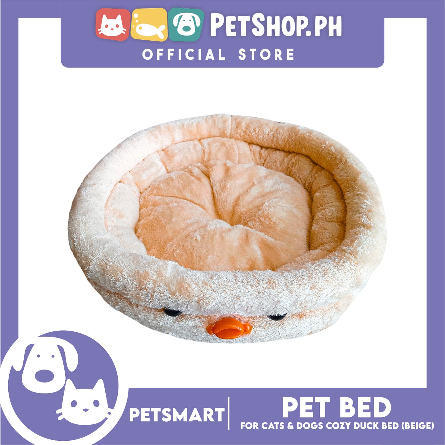 Pet Bed Soft and Comfortable Sleeping Bed (Beige) Duck Design for Cats and Dogs