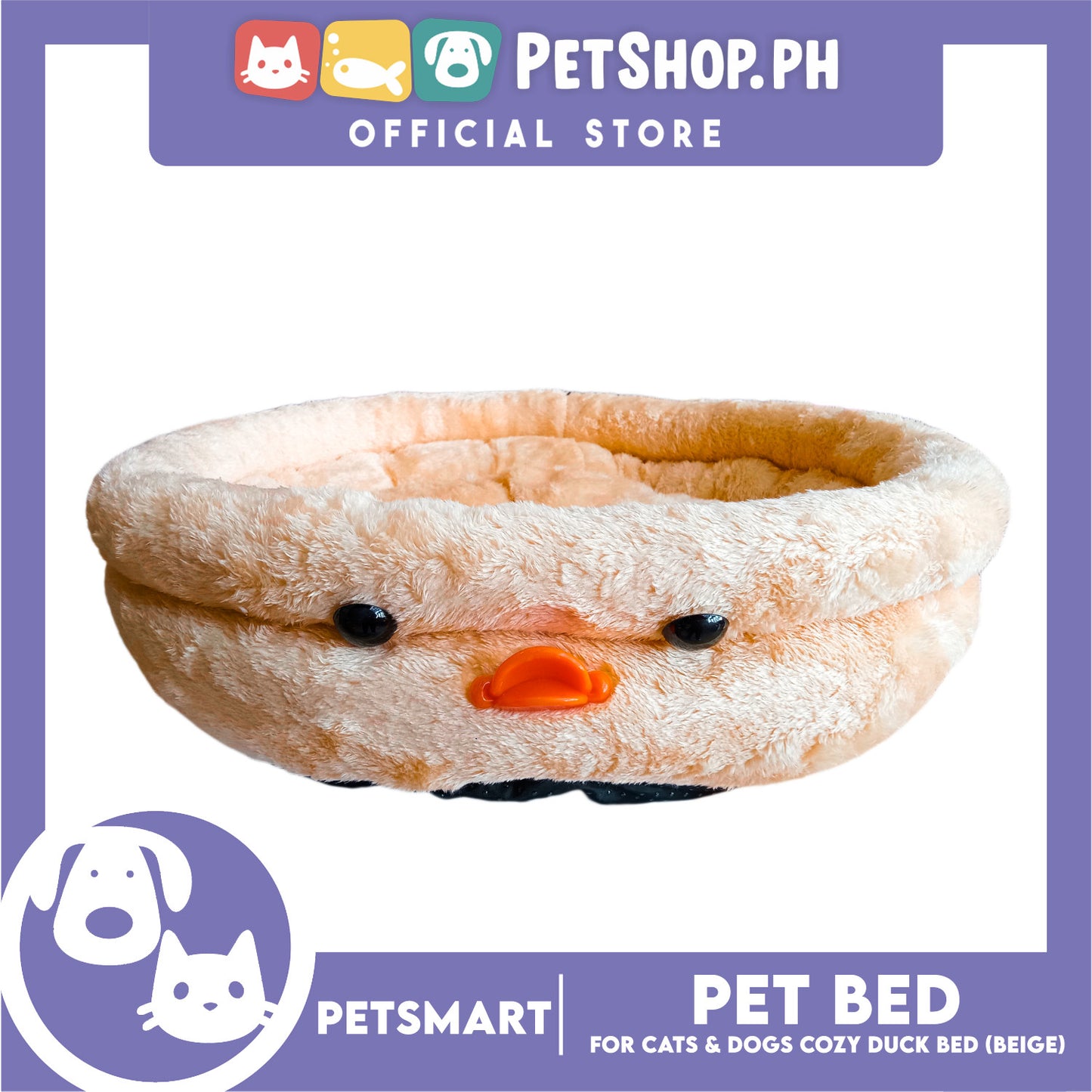 Pet Bed Soft and Comfortable Sleeping Bed (Beige) Duck Design for Cats and Dogs