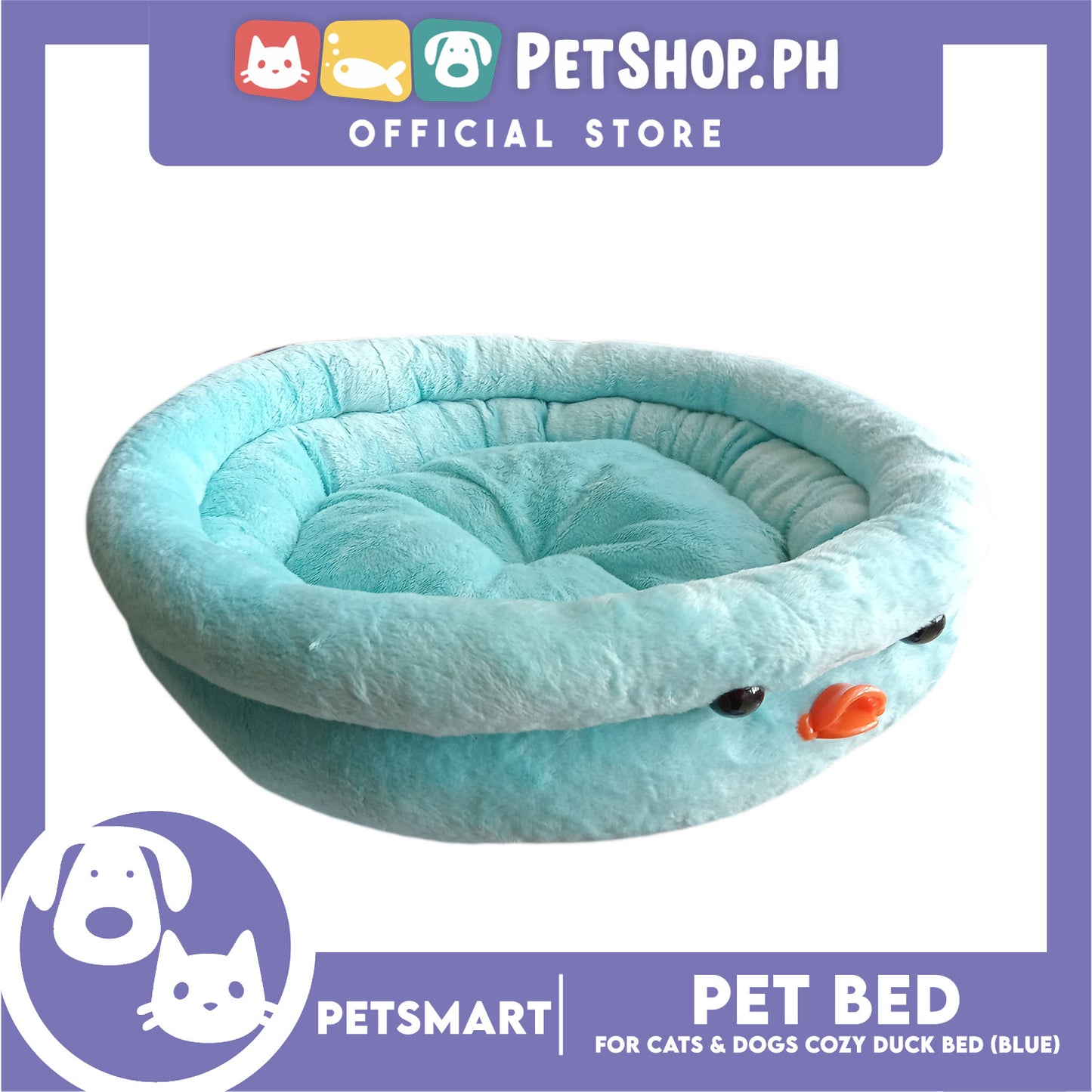 Pet Bed Soft and Comfortable Sleeping Bed (Blue) Duck Design for Cats and Dogs