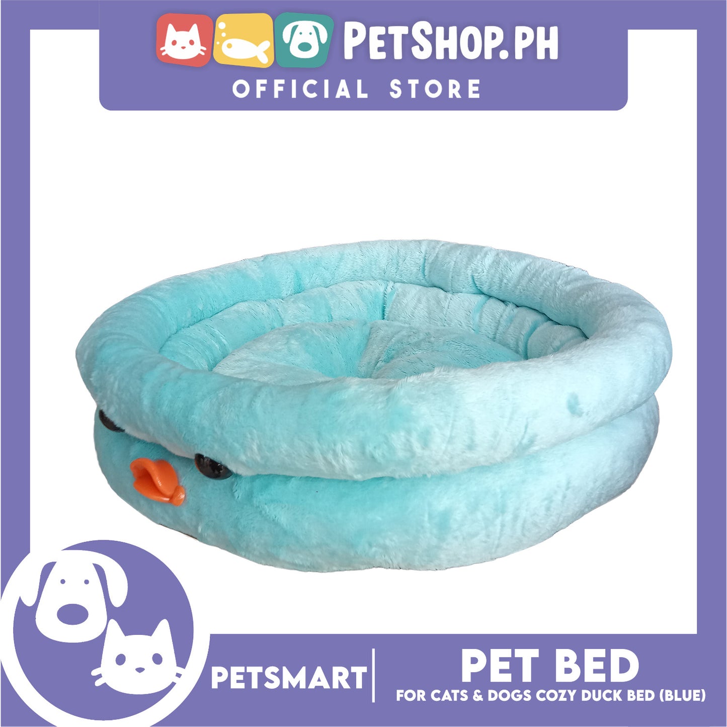 Pet Bed Soft and Comfortable Sleeping Bed (Blue) Duck Design for Cats and Dogs
