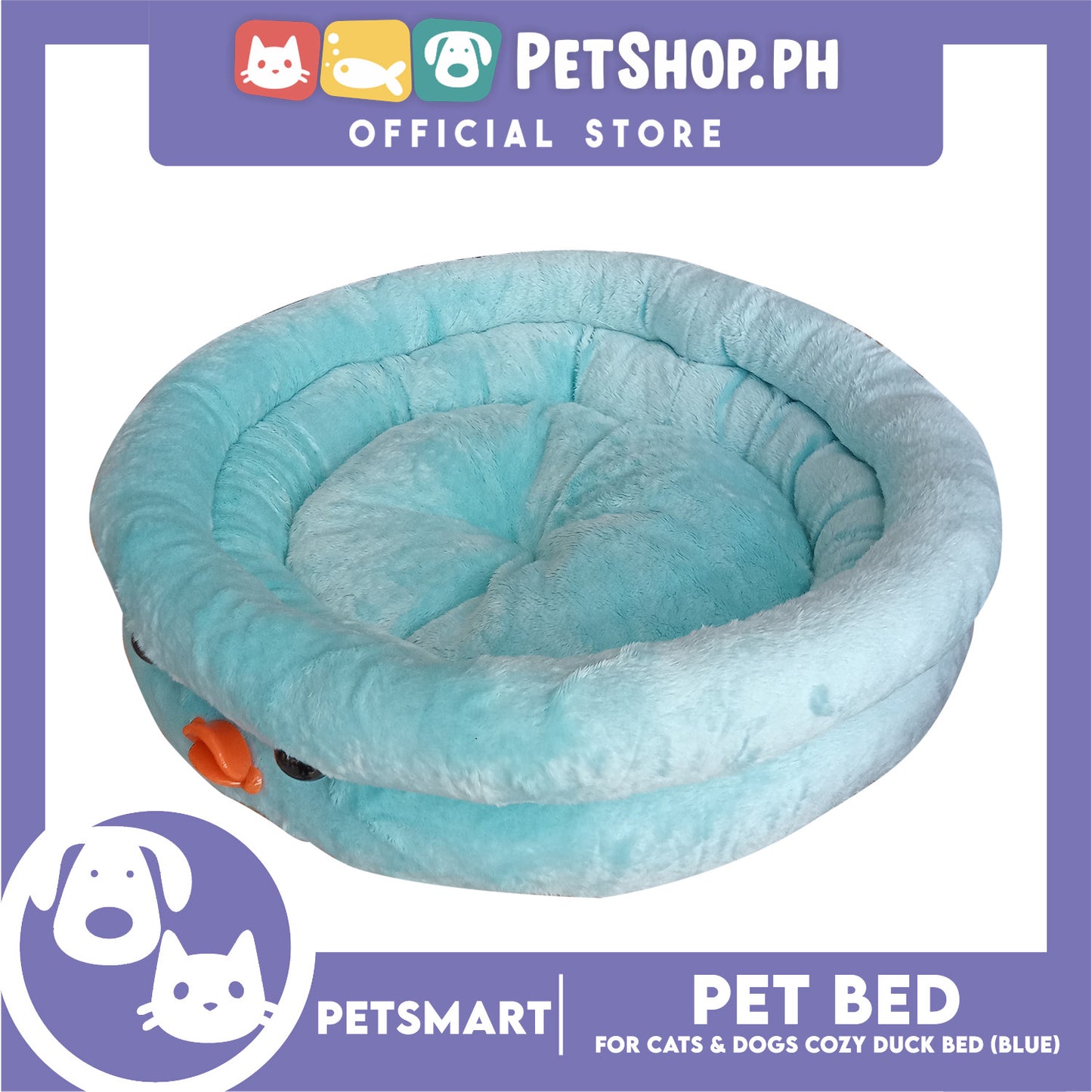 Pet Bed Soft and Comfortable Sleeping Bed (Blue) Duck Design for Cats and Dogs