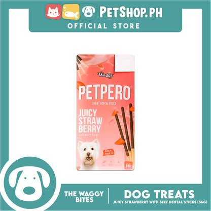 The Waggy Bites - Petpero Chewy Dental Sticks For Dogs (Juicy Strawberry with Beef Meat) 56g