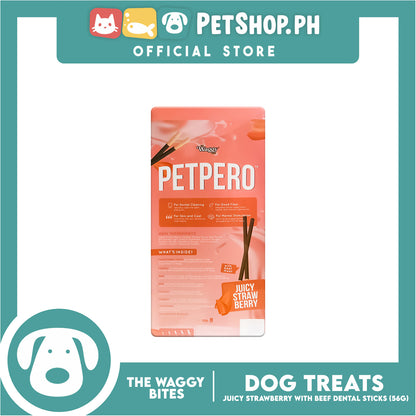 The Waggy Bites - Petpero Chewy Dental Sticks For Dogs (Juicy Strawberry with Beef Meat) 56g
