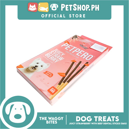 The Waggy Bites - Petpero Chewy Dental Sticks For Dogs (Juicy Strawberry with Beef Meat) 56g