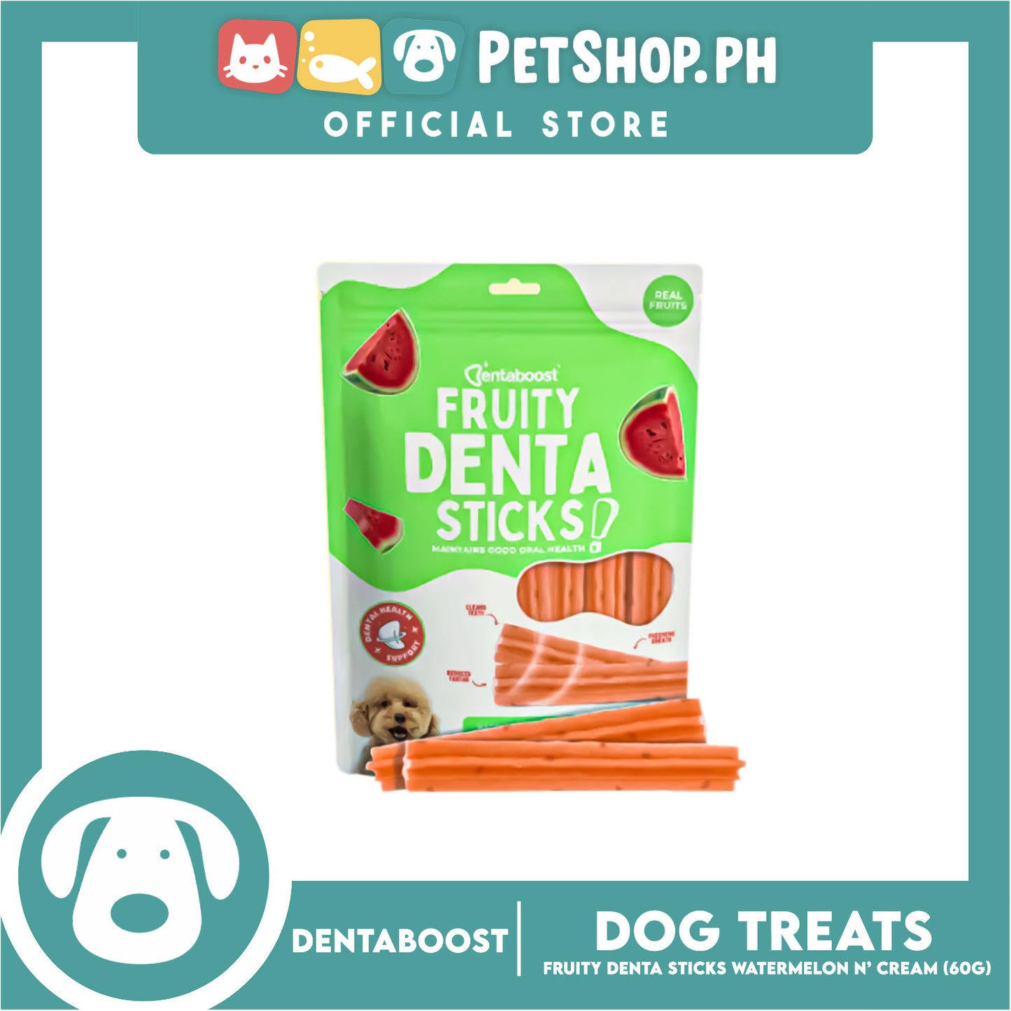 Dentaboost Fruity Dental Sticks Watermelon N' Cream 60g for Dogs
