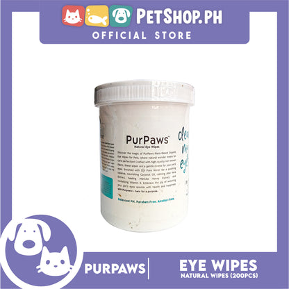 Purpaws Clean My Eyes Organic Pet Dog Cat Eye Wipes 200pcs Sheets Fragrance-Free