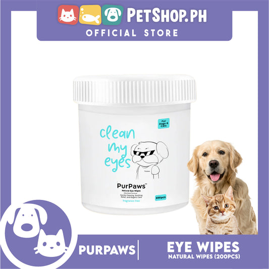 Purpaws Clean My Eyes Organic Pet Dog Cat Eye Wipes 200pcs Sheets Fragrance-Free
