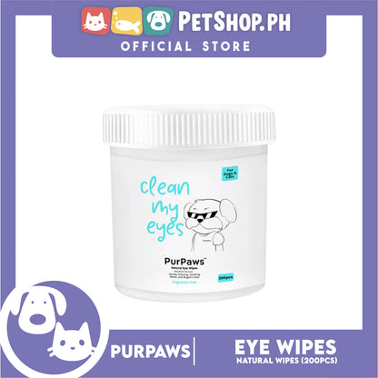 Purpaws Clean My Eyes Organic Pet Dog Cat Eye Wipes 200pcs Sheets Fragrance-Free
