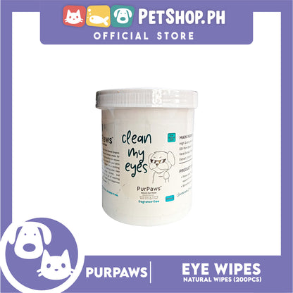 Purpaws Clean My Eyes Organic Pet Dog Cat Eye Wipes 200pcs Sheets Fragrance-Free