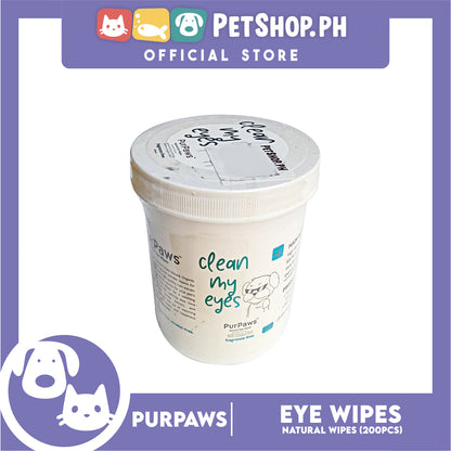 Purpaws Clean My Eyes Organic Pet Dog Cat Eye Wipes 200pcs Sheets Fragrance-Free