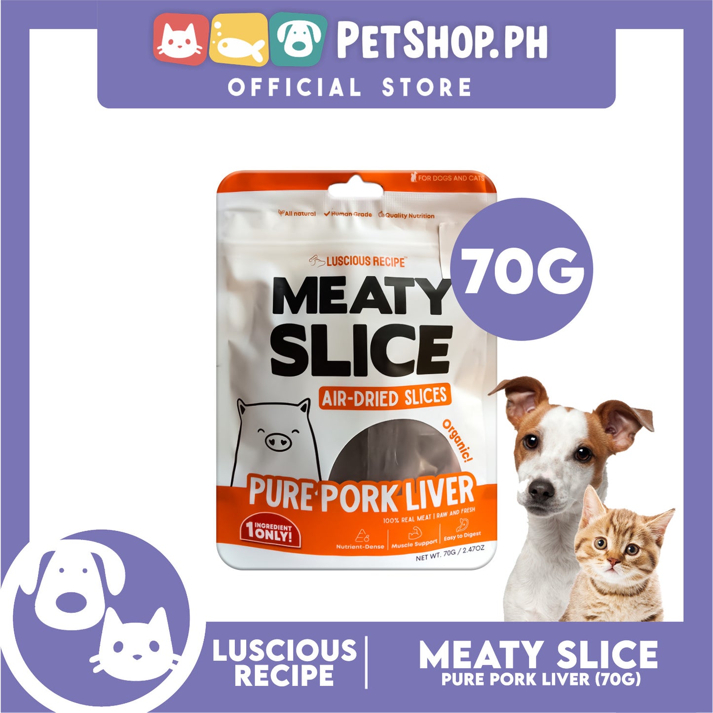 Luscious Recipe Meaty Slice Air Dried Slice (Pure Pork Liver) Pet Treats 70g